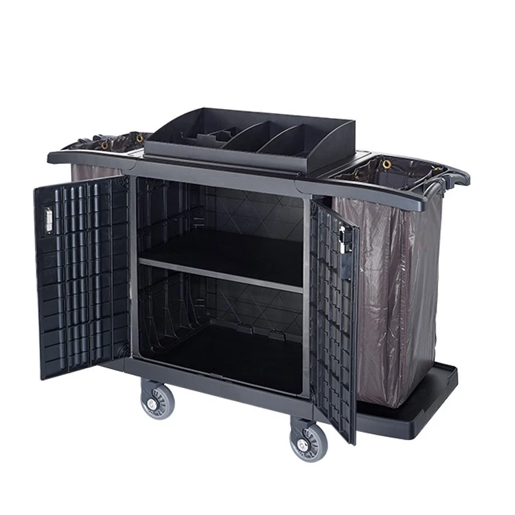 Hot Sale Hotel Room Service Trolley Housekeeping Maid Cart Room Attendant Trolley Rolling Cleaning Cart For Hotel Equipment