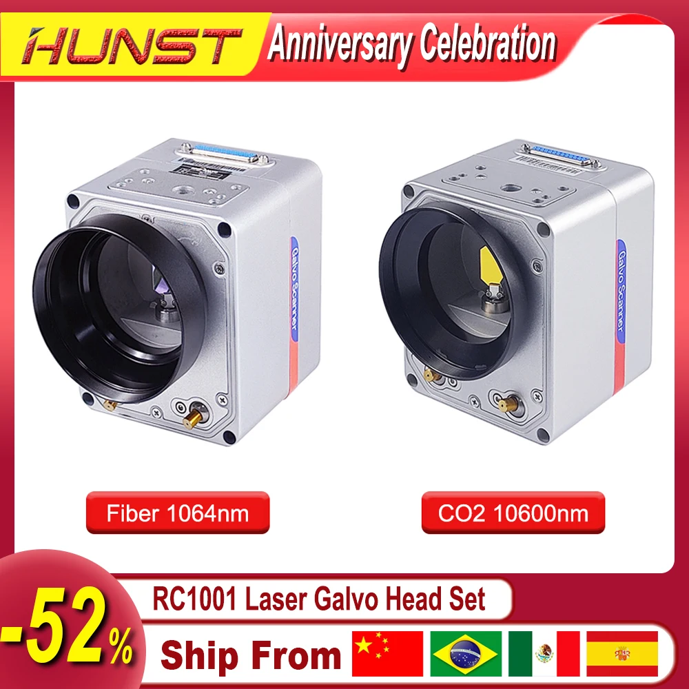 Hunst SINO-GALVO RC1001 CO2 & Fiber Laser Scan Galvo Head Set 10.6Um 1064nm Apeature 10mm Galvanometer Scanner with Power Supply