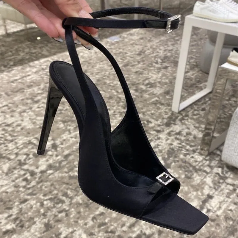 Sexy Women Sandals Black High Heels Peep Toe Women Pumps Gladiator Sandal Ankle Strap Prom Dress Shoes Woman Sandalias Mujer