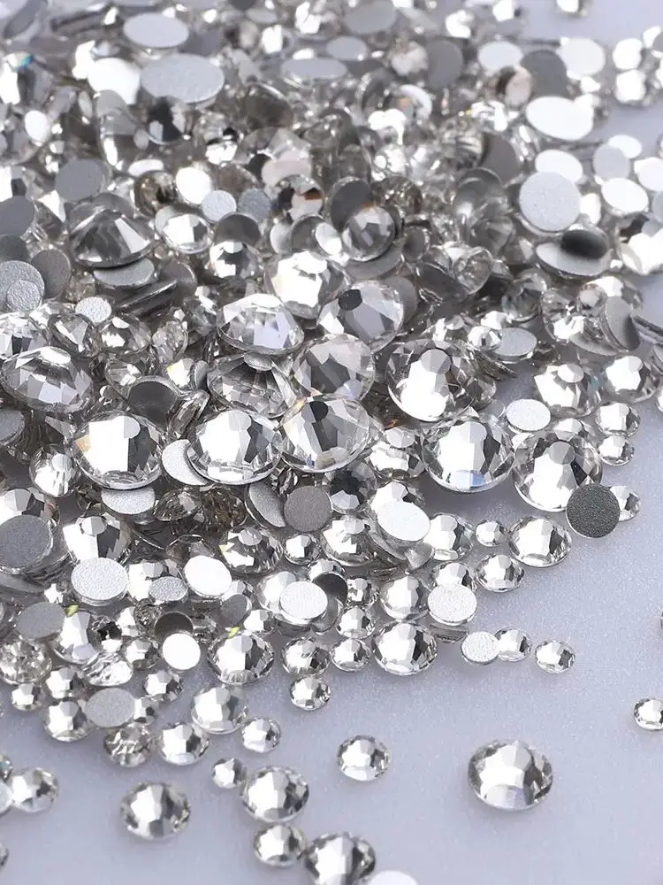 Strass à paillettes en verre blanc SS3-SS20, tailles mixtes, Non correcteurs, Cryatal, petite taille, artisanat pour Nail Art, accessoires de bricolage