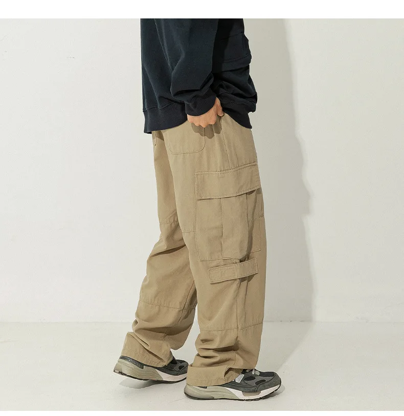 

TRSYPHXM 2024 new American style large pocket casual pants for men, autumn style loose retro versatile cotton khaki pants