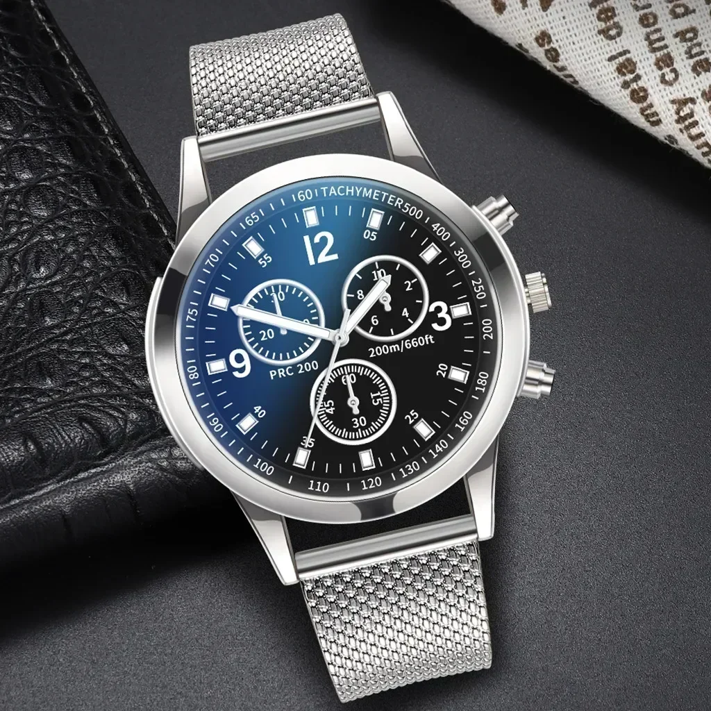 Orologi casual con cintura in maglia di acciaio inossidabile per uomo Orologio da uomo al quarzo con quadrante rotondo semplice Orologio da polso da lavoro Часы Pemже Наруilik