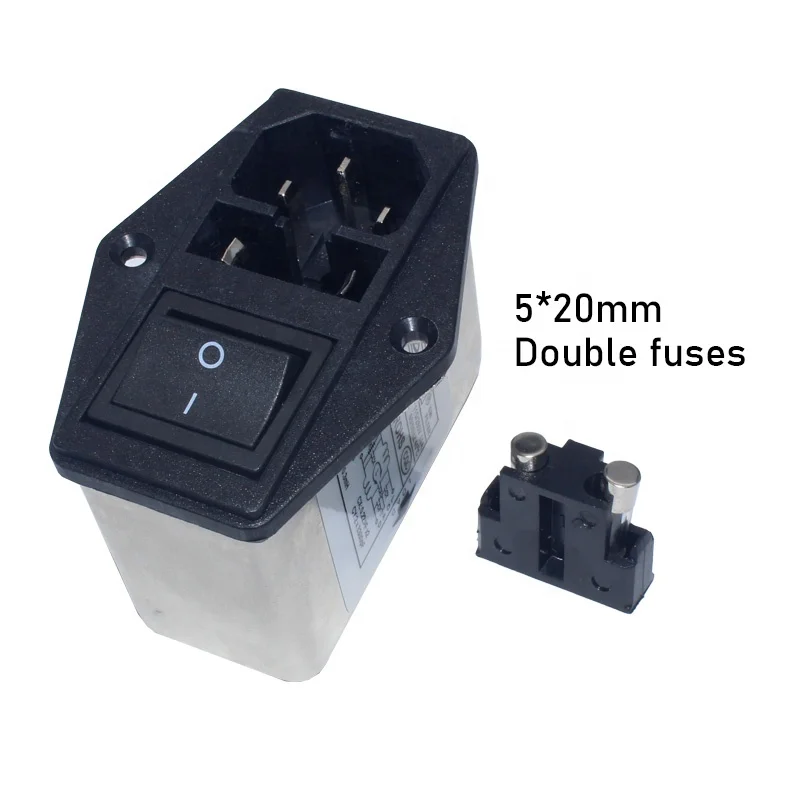 Imagem -03 - Módulo de Entrada de Energia Dupla Iec 320 C14 Tomada ac Emi Emc Filtro de Ruído com Interruptor Marinho e Suporte Fusível 10 Desconto para Lar