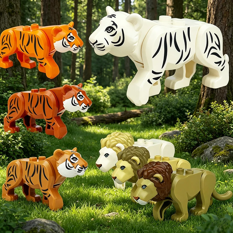 

Совместимые с LEGO новые африканские животные: Лев/Львица/Тигр/Леопард/Малыши. Конструктор MOC, кирпичики для сборки зоопарка, игрушки.