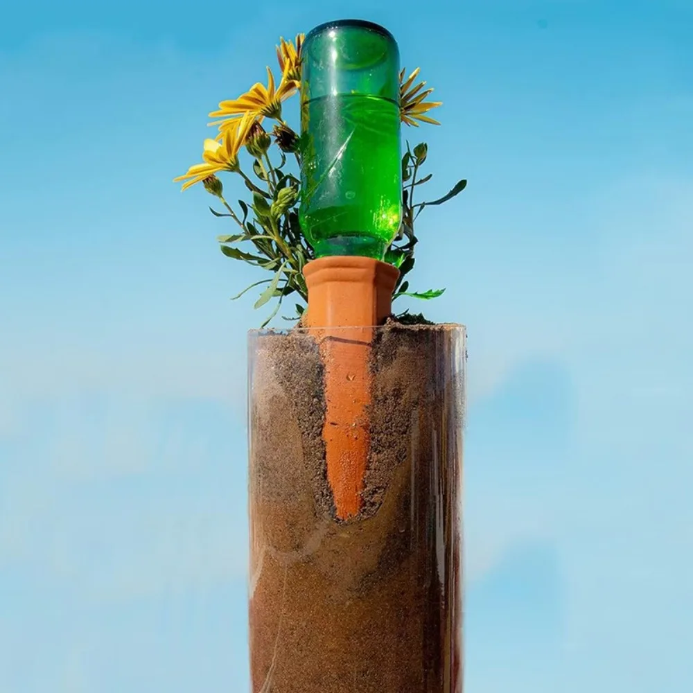 4PCS Automatic Terracotta Self Watering Spikes Effort-saving Uniform Seepage Potted Plant Self-Watering Stakes Handmade 4