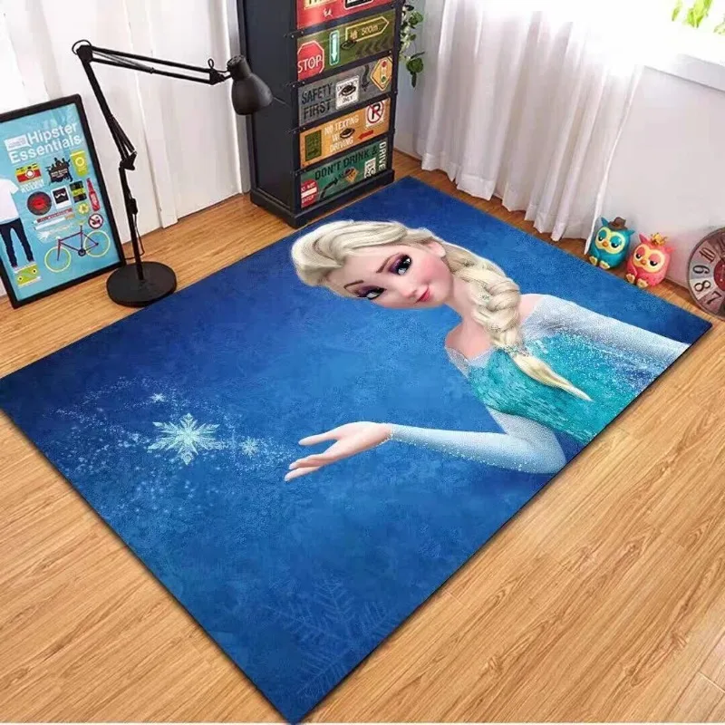 MINISO Disney Carpet Anime Frozen Princess Non Slip Rugs for Bedroom Home Decoration Baby Crawling Floor Mats Washable Doormat