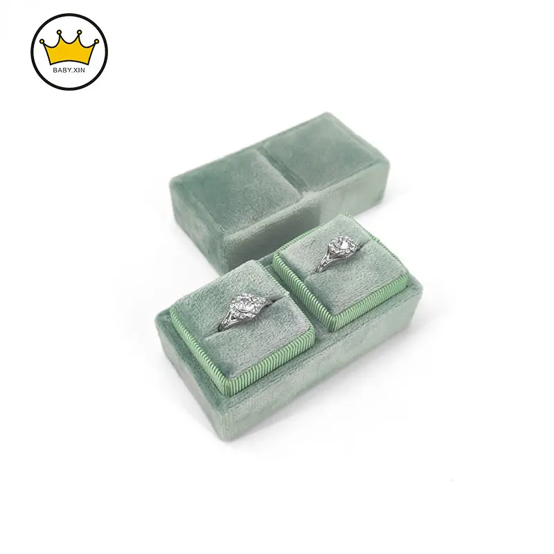 Mini 2slots Ring Holder Pair Earrings Case Ring Box Double Rings Display for Wedding Packaging for Small Businesses