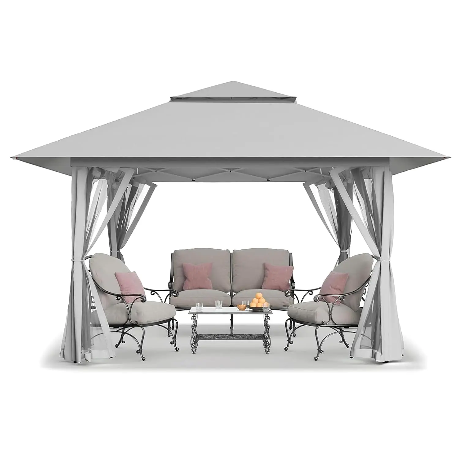 11x11 Pop Up Gazebo, Outdoor Canopy Tent, Gray, Customized