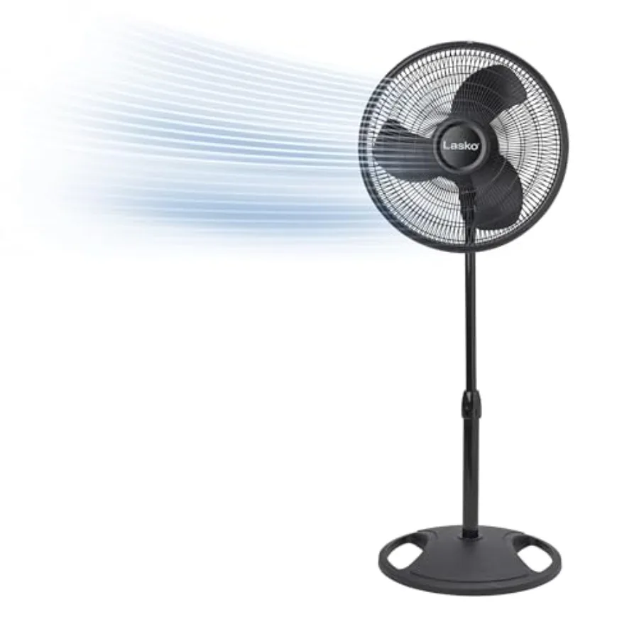 

2521 16 Inch 3-Speed Quiet Adjustable Tilting Wide-Area Oscillating Standing Pedestal Fan for Bedroom Kitchen Home and Office B