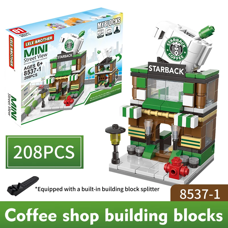 Mini City Street View Building Blocks Set Architecture House Hamburger Coffee Shoe Store Cake Flower Shop,Girls Toy Set