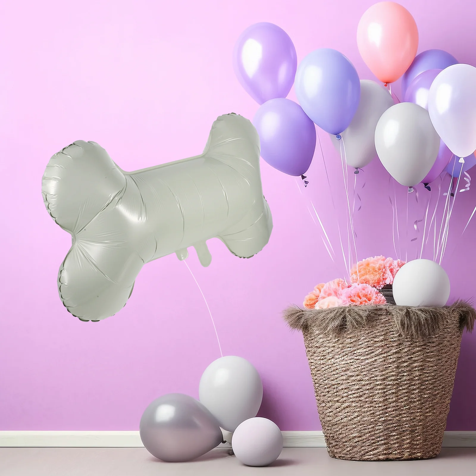 

4Pcs Puppy Bone Shaped Aluminum Foil Balloons Large Beige Party Decoration Balloon Festival Balloons Photo Props