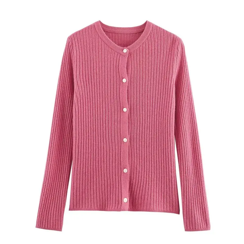 بلون زر قصير محبوك سترة سترة طويلة الأكمام موضة س الرقبة الخريف الشتاء الدافئة الشارع الشهير مكتب سيدة القمم #4