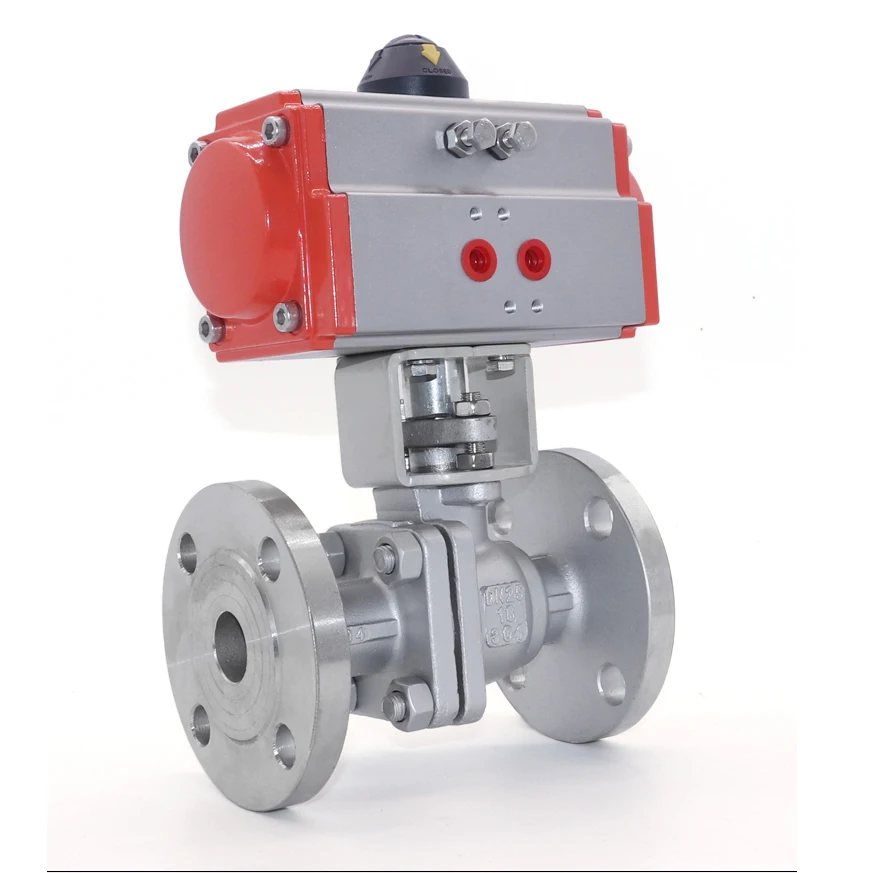 DN25 304 Stainless Steel Flanged Pneumatic Ball Valve Single Acting Cylinder High Temperature Steam Flange Ball Valves