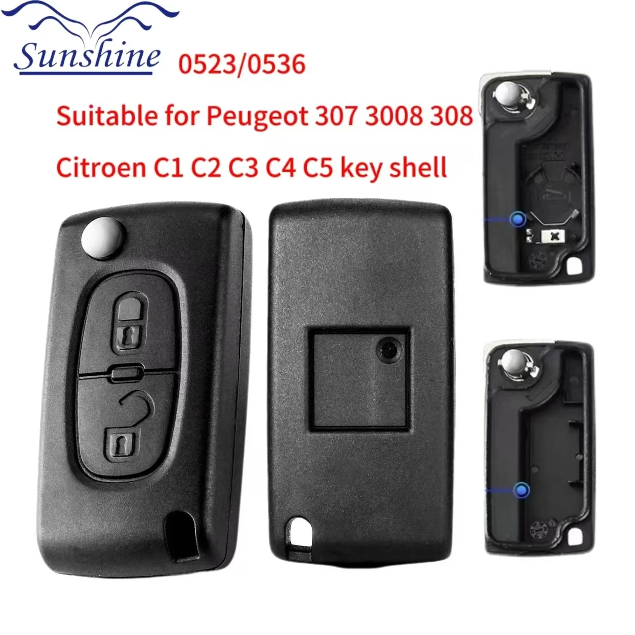 

Sunshine Peugeot 308 207 307 3008 5008 807 For Citroen C2 C3 C4 C5 C6 C8 Car Key Remote Flip Key Shell Case 2 Buttons 0523/0536