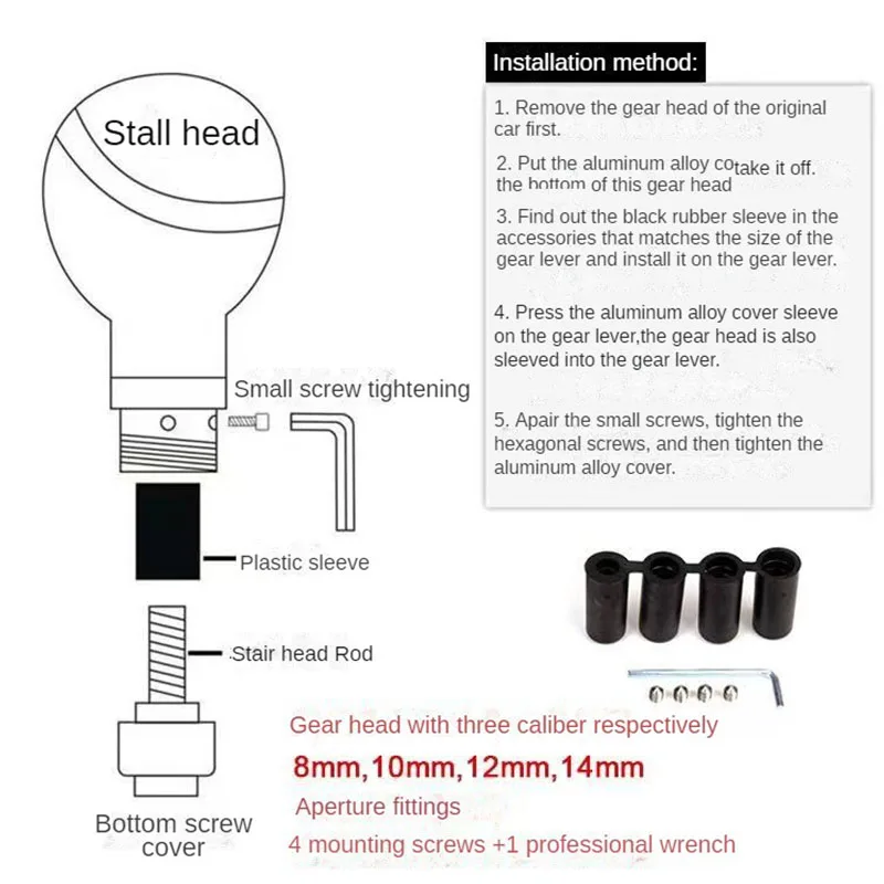 HQ Car Universal Manual Gear Shift Knob Shifter Black Leather Black Stitch 5/6 Speed Manual Transmission Shift Knob