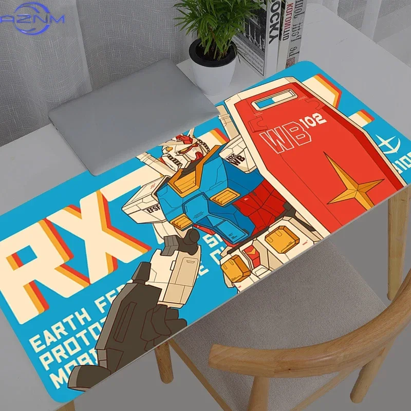 Vivid Cyan Base Retro Cartoon Mecha Robot Mouse Pad, Rubber Non Slip Backing, Smooth Surface Gaming Desk Mat for PC Gaming and D