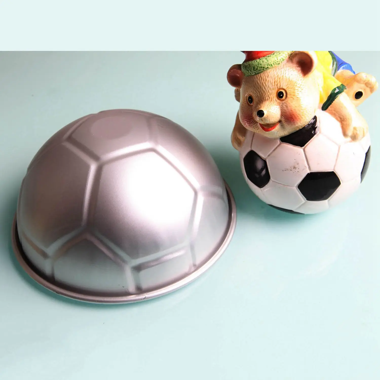 1 PCS 3D Half Round Ball Shaped Football Cake Mold 8 inch Thickening Aluminum Alloy Mould Birthday Baking Pan