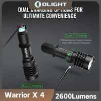 Olight Warrior X 4 2600Lumens USB-C and MCC Rechargeable Tactical Flashlight With Holster