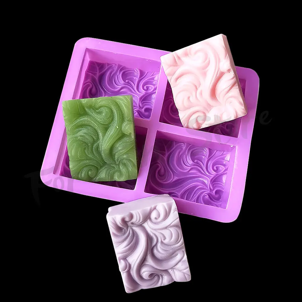 For Fun Wave Flower Square Handmade Soap Silicone Molds Cake Baking Mold DIY Aromatherapy Gypsum Essential Oil Soap Mold