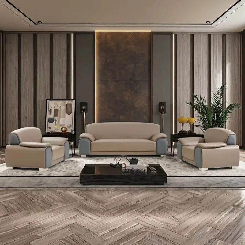 Luxury Modern Design Office Sofa Set 3 Seater Leather Sponge Filled Luxury Leather for Living Room Furniture