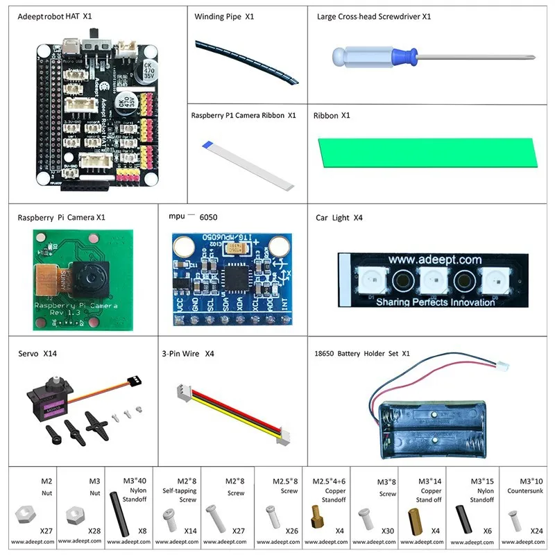 Robot educativo STEAM Raspberry Pi 4ta generación 4B/3B Cámara WiFi Spider de seis patas AI