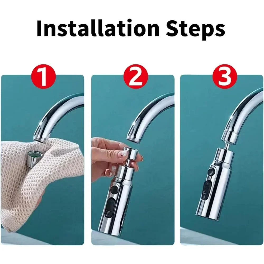 1pc 3 in1 Flexible Küche Wasserhahn Waschbecken Mischbatterie Sprayer Kopf Gefilterte Wasserhahn Schwarz Austauschbare Wasserhahn