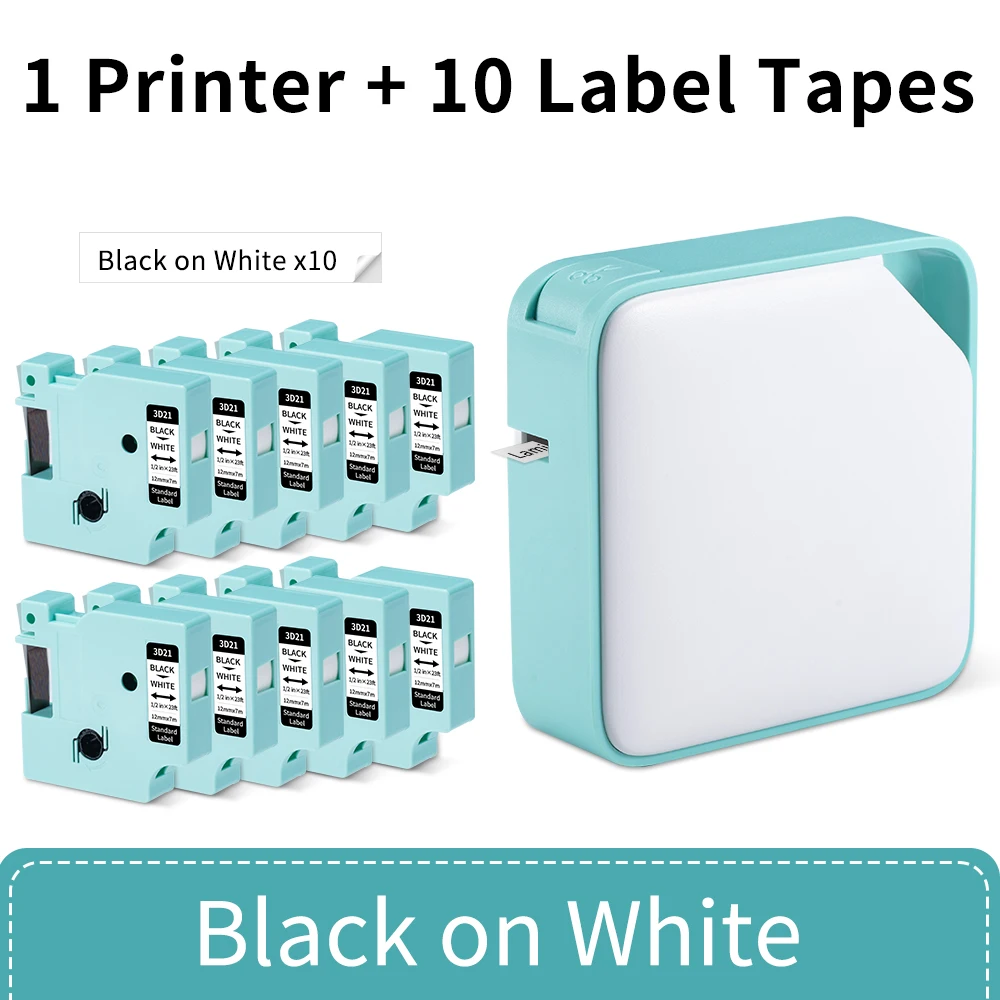 D1600 Rechargeable Label Printer Portable Label Makers Multiple Fonts Icons Inkless Sticker Printer for Home Office Organization