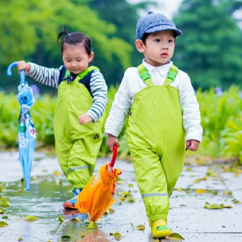 

Waterproof Baby Girls Boys PU Rain Pants Breathable Trousers Single Layer Children Outerwear Kids Outfits for 1-8 Yrs Old