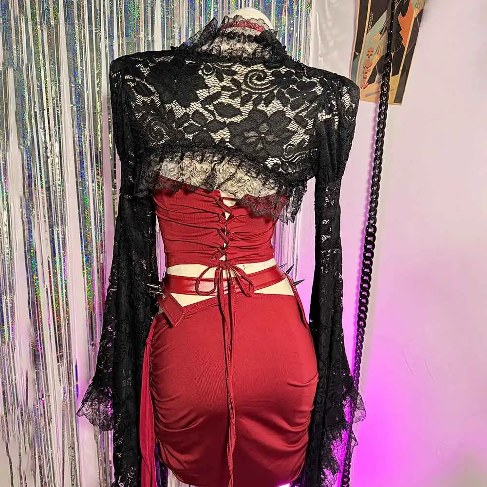 Punk rock cravejado e-girls emo y2k couro vegano topos saias diy eco harajuku goth crânio gótico feito à mão hip hop grunge