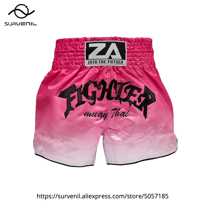 

Muay Thai Shorts Gradient Thai Boxing Shorts Men Women Kids Premium Ombre Pink White Grappling MMA Fight Match Training Pants
