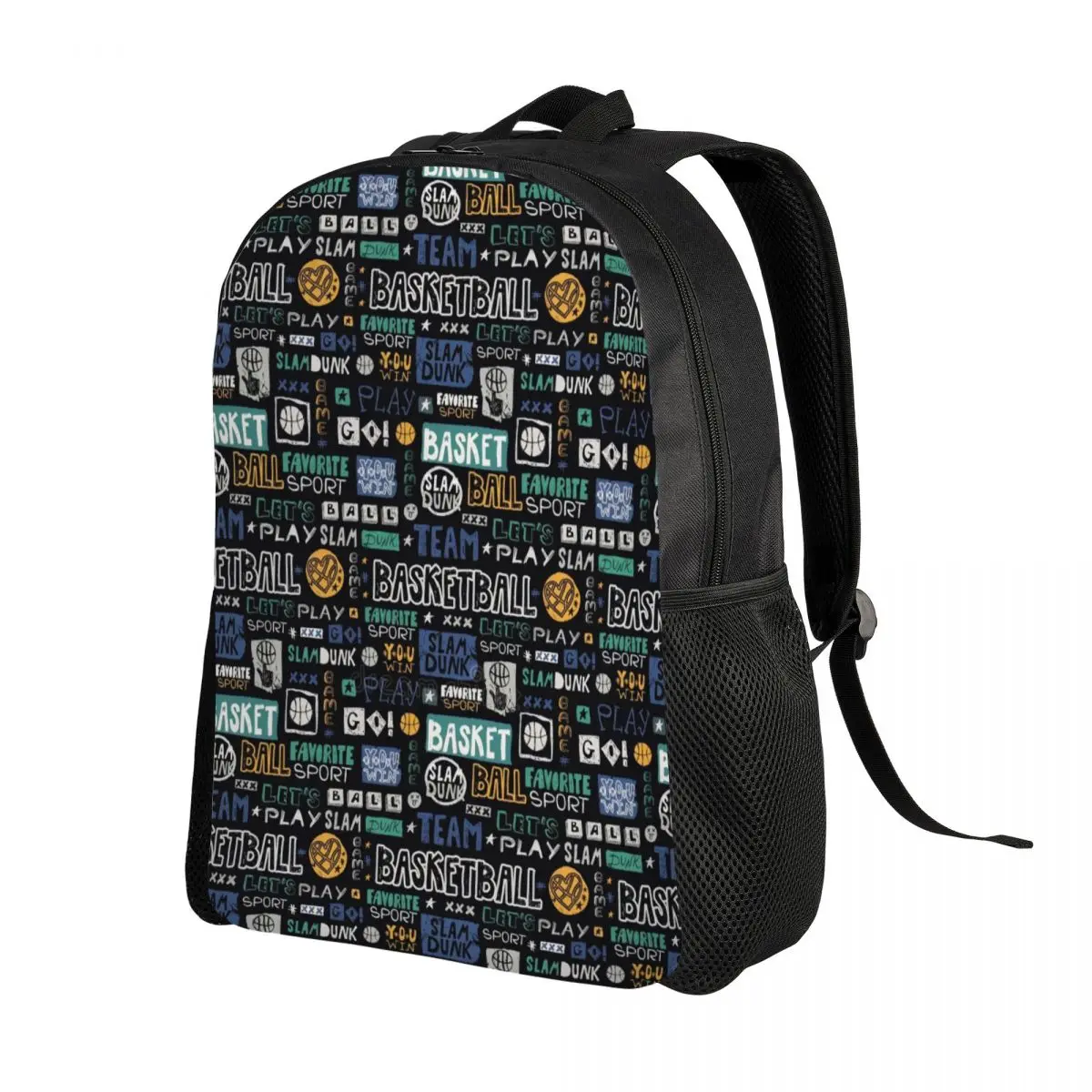 Customized Basketball Dots Round Backpacks Men Women Casual Bookbag for College School Physical culture Bags