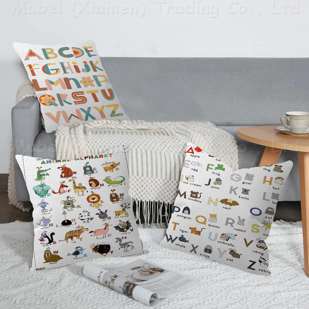 

Boho Nursery ABC Alphabet Decorative Room Aesthetics Pillow Case Home Decor Bedroom Sofa Bed Couch Pillow Cover 45x45