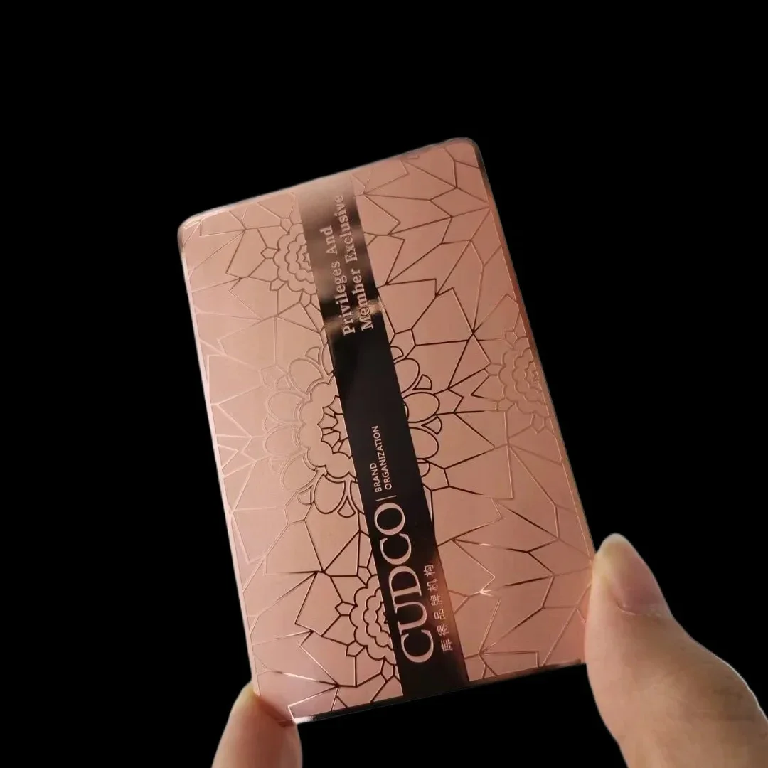 

Печать на заказ Стандартный размер кредитной карты Розовое золото Клубная VIP-карта Позолоченная визитная карточка