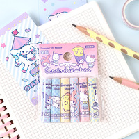 6Pcs/Bag Kawaii Sanrio Pencil Cap Cartoon Hello Kitty Kuromi Pen Topper Covers Pencil Extender Stationery School Supplies