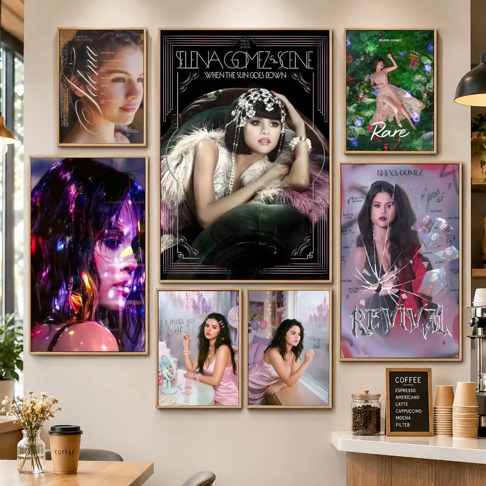 Music Selena Gomez Pop Singer Poster PP Decorative Poster Water-Resistant Print Apartment Dorm Office Cafe Gift