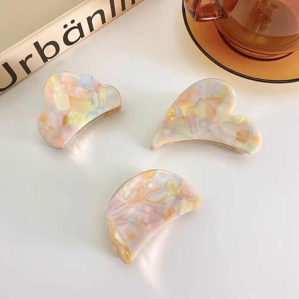 Semicircle All-match Marble texture Girls Female Hair Accessories Acetate Catch Clip Korean Style Hair Clip Geometric Hair Claw