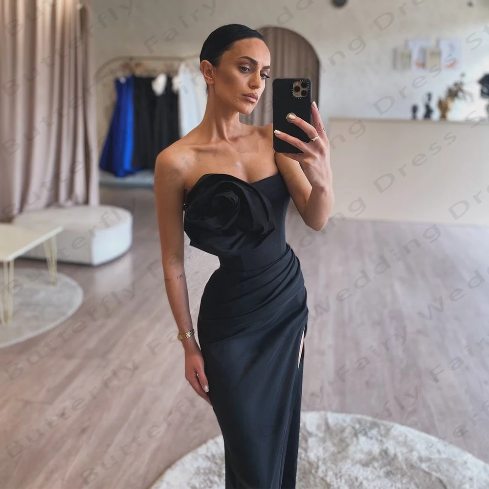 Simple Women\'s Evening Dresses Mermaid Sexy Off Shoulder Sleeveless Black Princess Prom Gowns Formal Beach Cocktail Party Robe