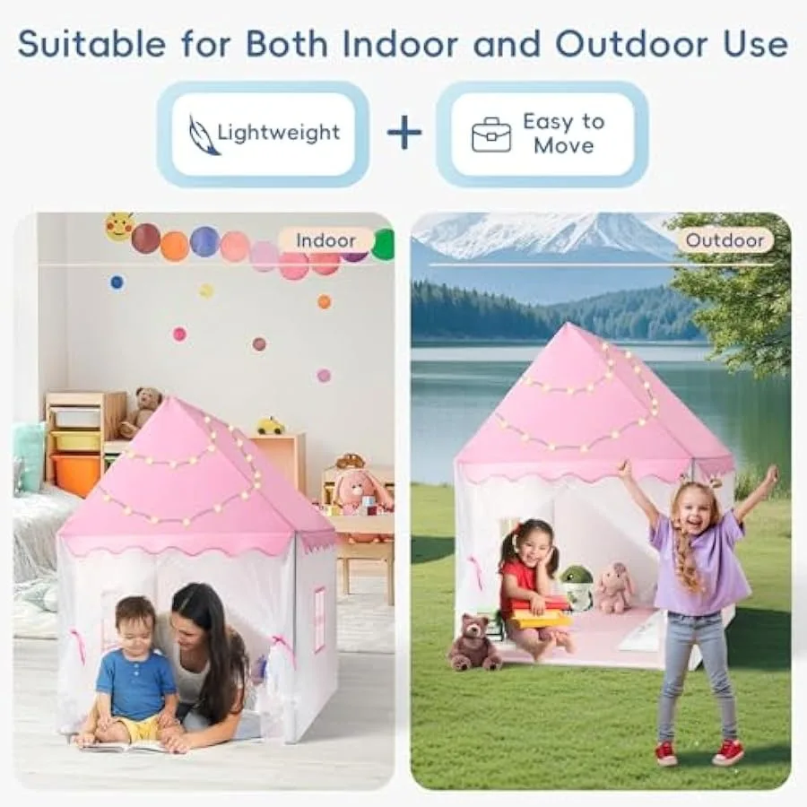 Kid Tent with Star Lights Play Tents for Toddlers Large Playhouse for Indoor and Outdoor Games Princess Tent for Girls Toy Hous