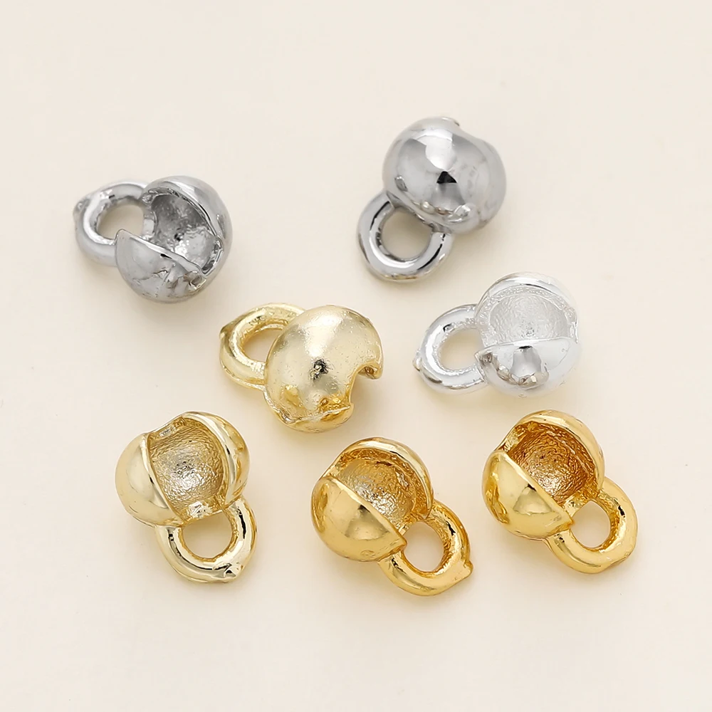 20/40szt 14/18K Gold Color Plated Clam Shell Bead Tip Crimp Ends with Loop Crimp Beads For DIY Necklace Jewelry Making Findings