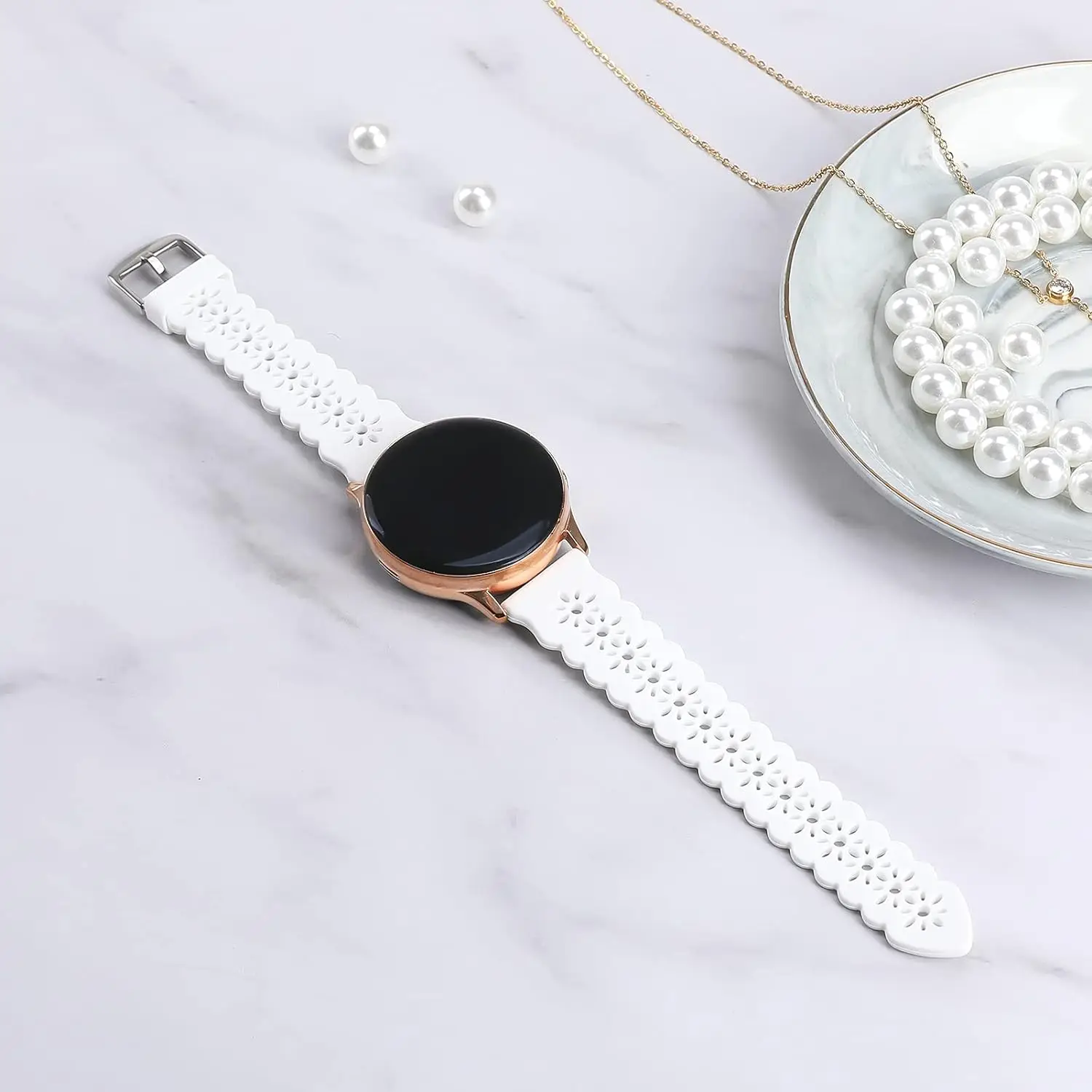 20mm 22mm Damen-Spitzenarmband für Samsung Galaxy Watch 7/6/5/4 40mm 44mm Silikonarmband für Huawei Watch 3/4 Pro/Amazfit GTR