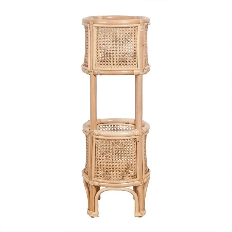 LMMM Nordic style rattan solid wood flower stand shelf indoor living room dill flower pot ornament