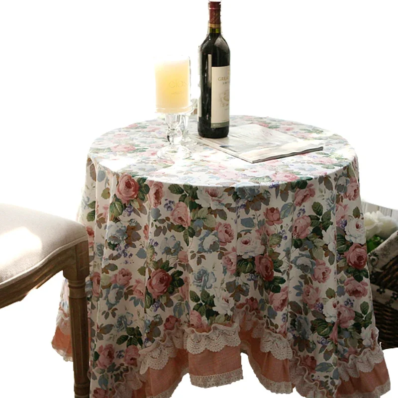 

Luxury Lace Ruffle Tablecloth, Elegant Table Cloth for Wedding, Decorative Vintage Dining Tablecloth, Bedroom Coffee Table Cover