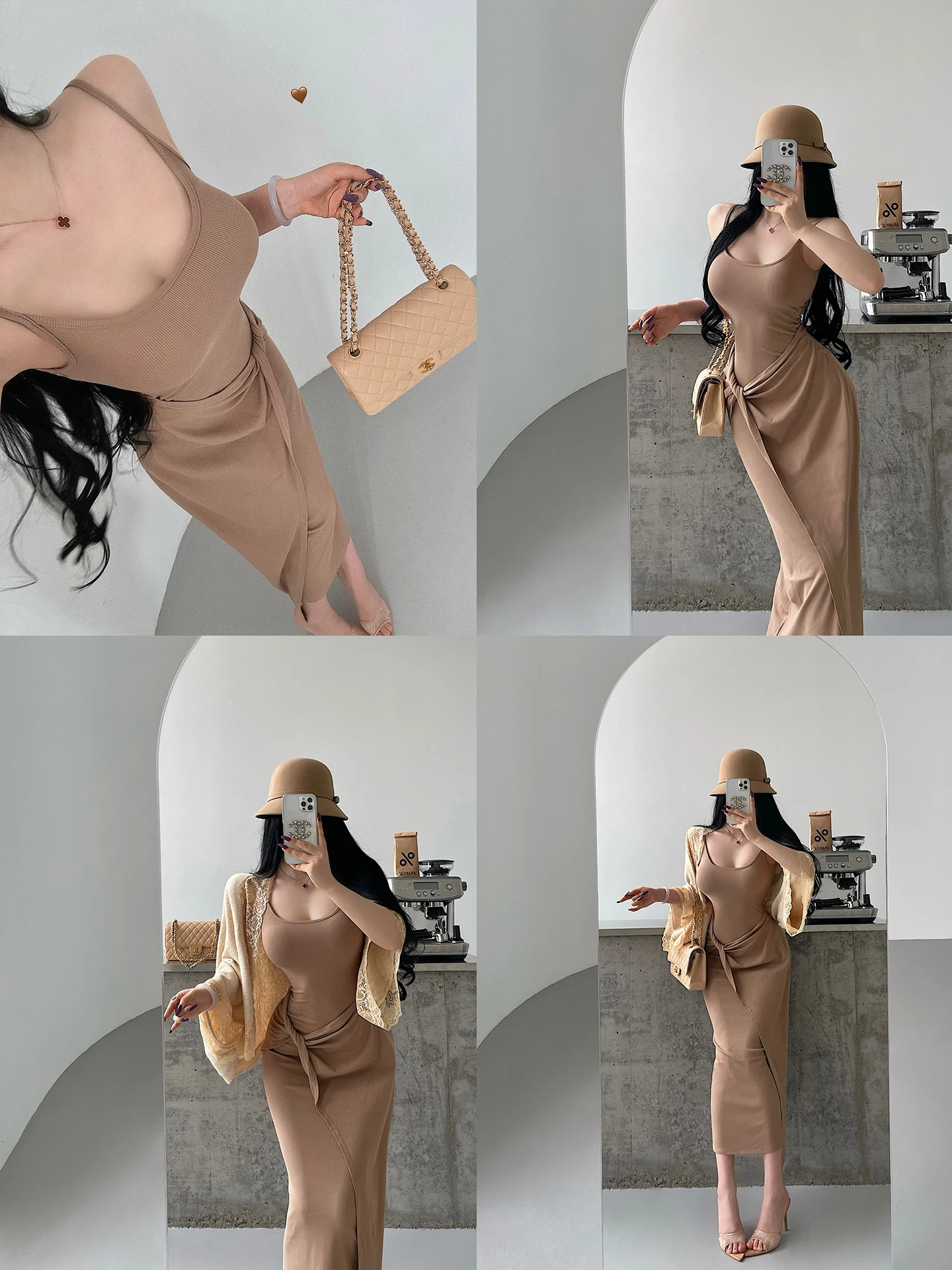 

Sexy Knitted Long Dress Set with Belted Waist And Strapless Skirt for Young Girls Autumn Fashion Outfit Two-Piece Ensemble