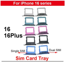 For iPhone 16 16 PLUS Dual SIM Card Single Sim Tray Holder Slot Black Blue Green Pink White Replacement Parts