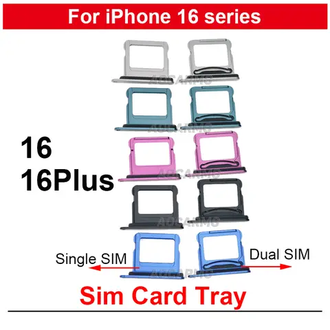 iPhone 16 16 PLUS 듀얼 SIM 카드 단일 Sim 트레이 홀더 슬롯 블랙 블루 그린 핑크 화이트 교체 부품