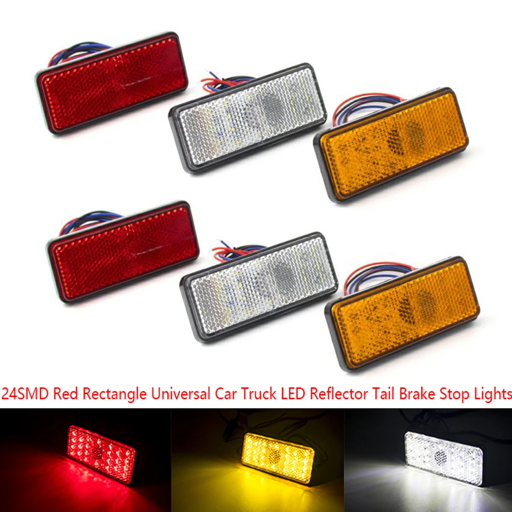 

2 шт. 24 LED 12В Прямоугольные задние фонари для мотоциклов, скутеров, грузовиков: стоп-сигнал, указатель поворота, отражатель, габаритный огонь