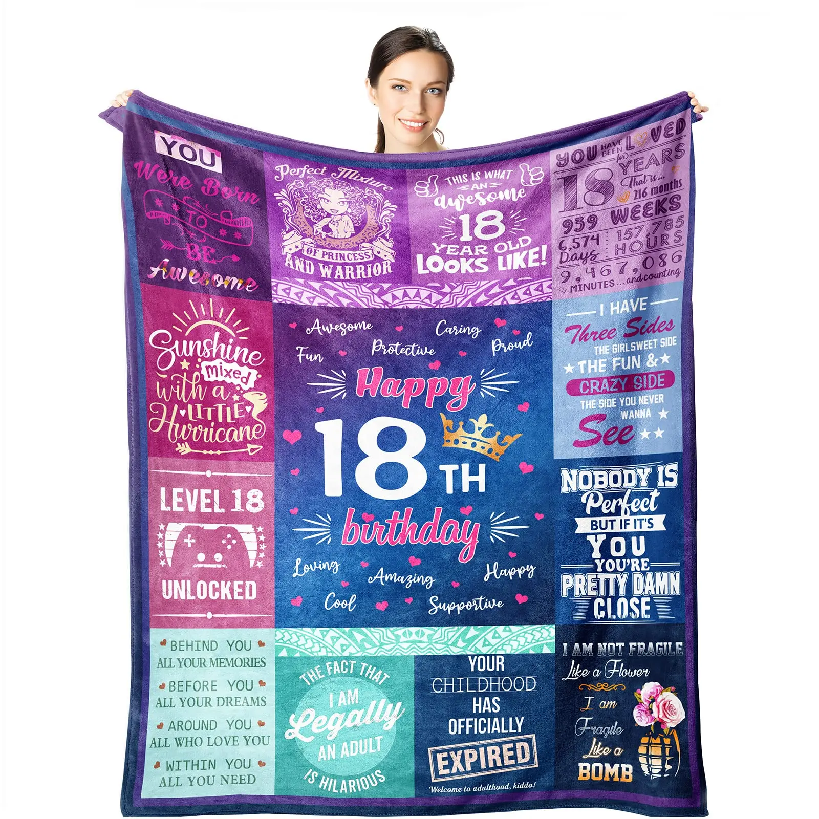 18th Birthday Gifts for Girls Decor Blanket Gifts for Girl Gifts Flannel Blankets for Daughter Bestie Sister Birthday Gift Ideas