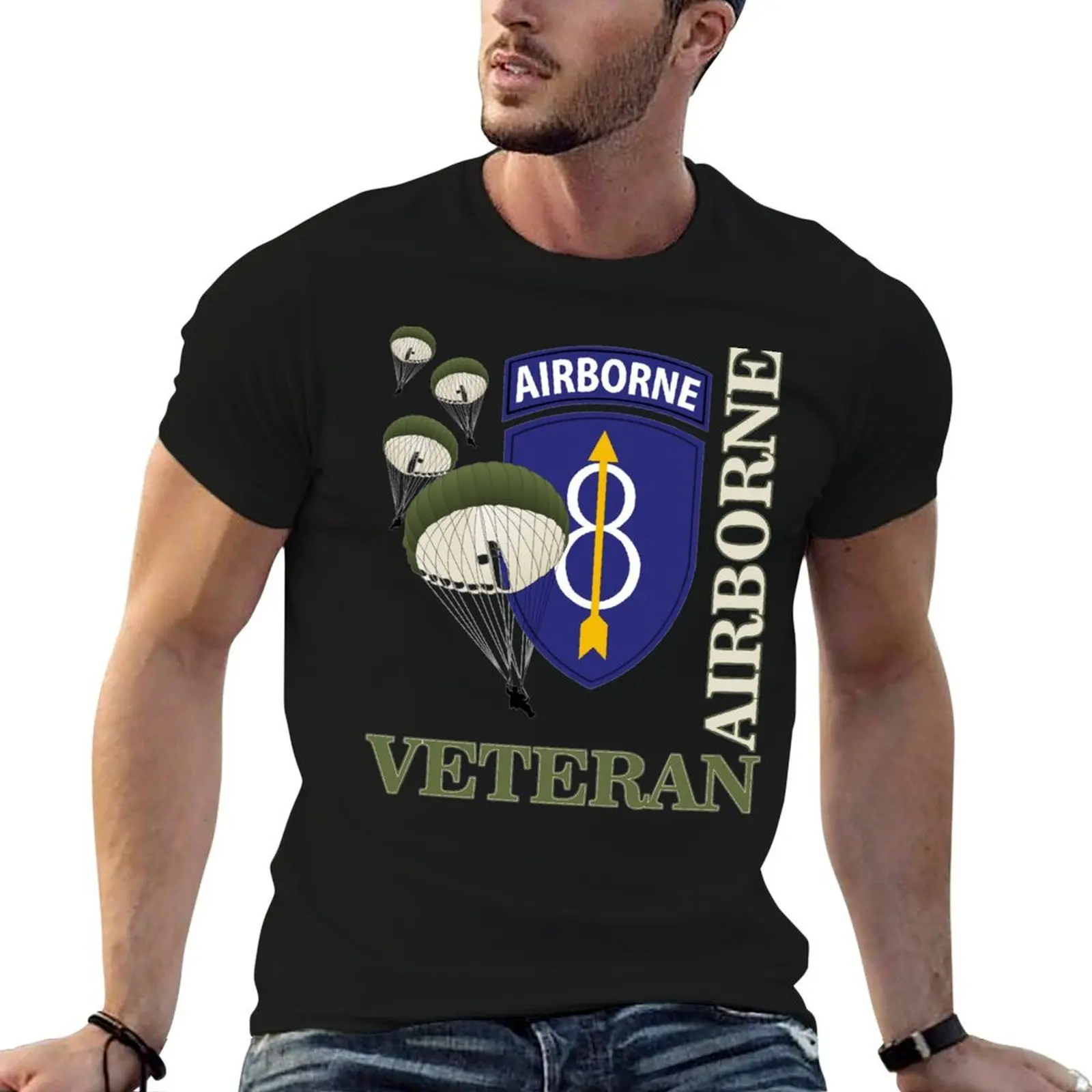 Airborne Veteran 8th Infantry Division T-Shirt plus sizes essential t shirt mens big and tall t shirts