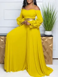 Dashiki African Women Long Wide Legs Jumpsuits Long Sleeve Christmas Black Party Wear Celebrate Pleated Rompers Overalls