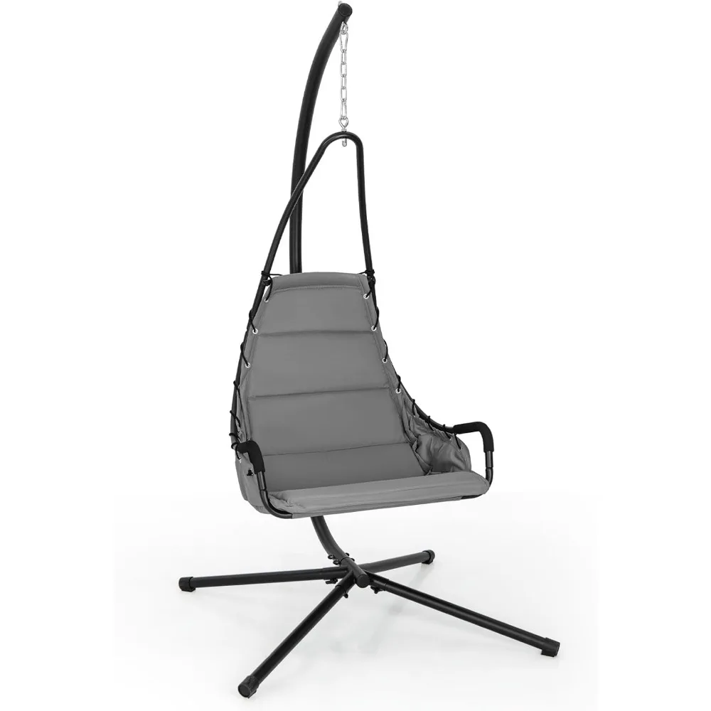 

Swing Chair with Stand, Hanging Egg Chair with Cushion, Indoor Outdoor Hammock Chair with Steel Rustproof Frame for Patio Backy